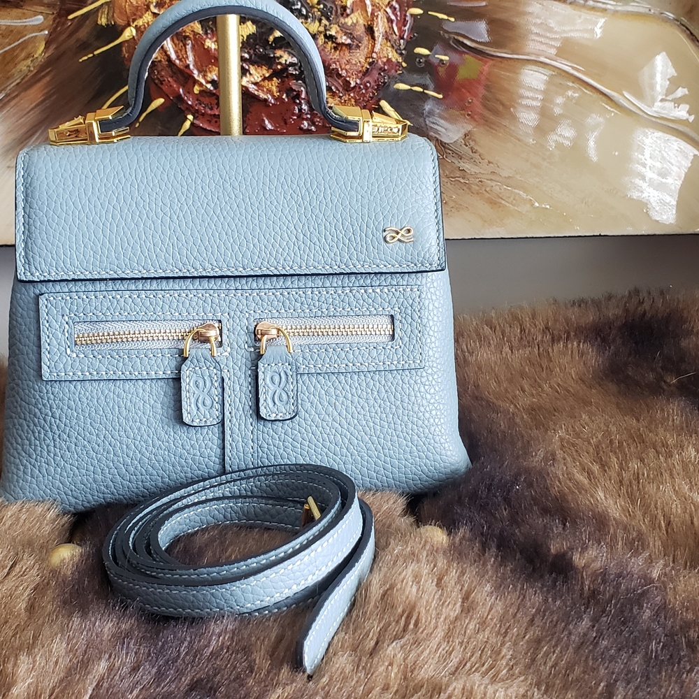 Elegant Blue Designer HOLB Handbag with Dustbag GENUINE LEATHER